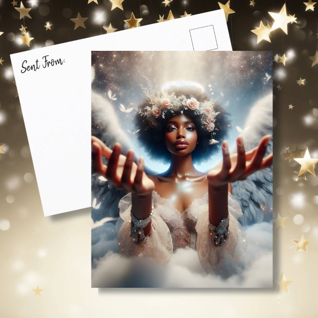 Beautiful African-american Angel Ethereal Postinvitations