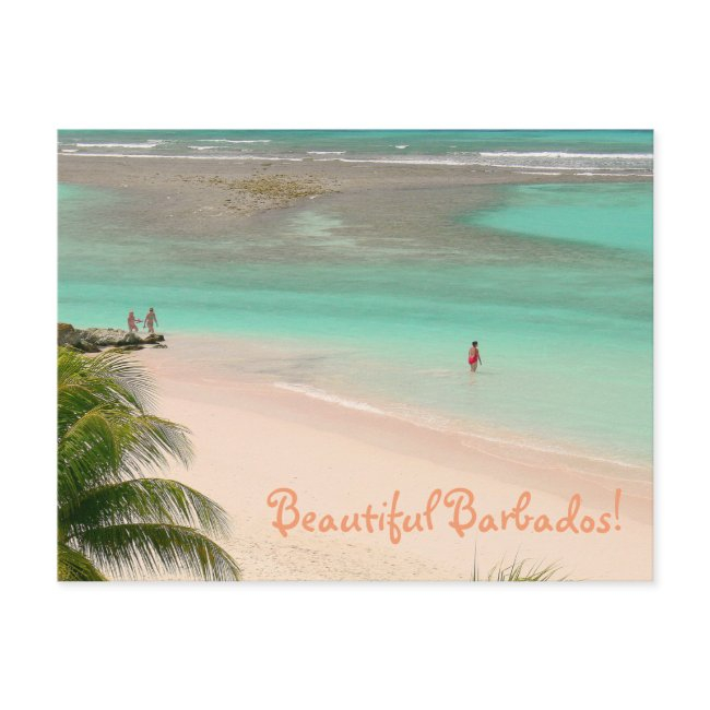 Beautiful Barbados"/gorgeous Beach & Aqua Water Postinvitations