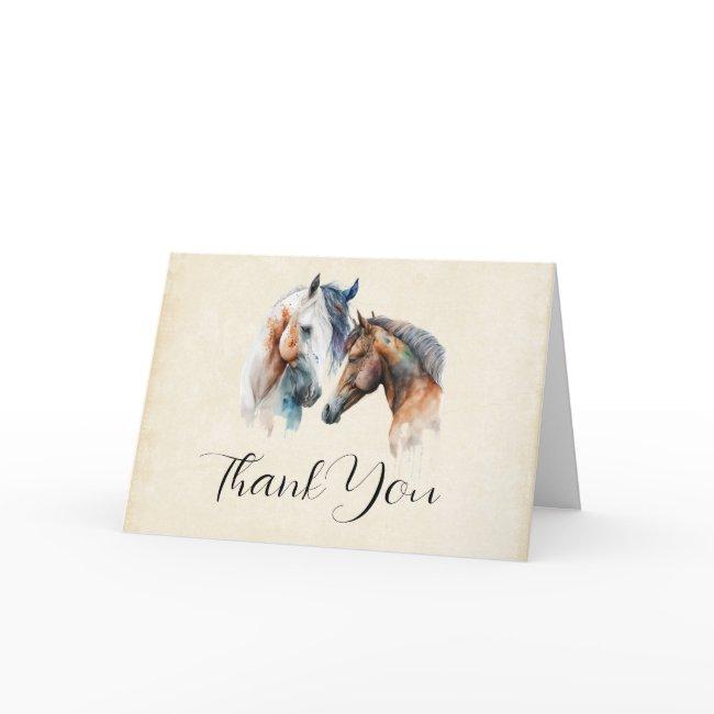Beautiful Horses Western Boho Style Thank You Invitations