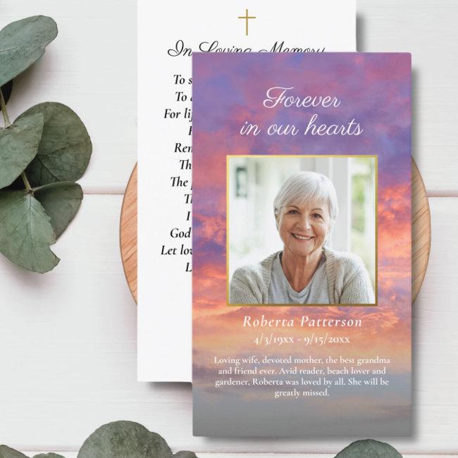 Beautiful Sky Sunset Funeral Memorial Prayer Invitations