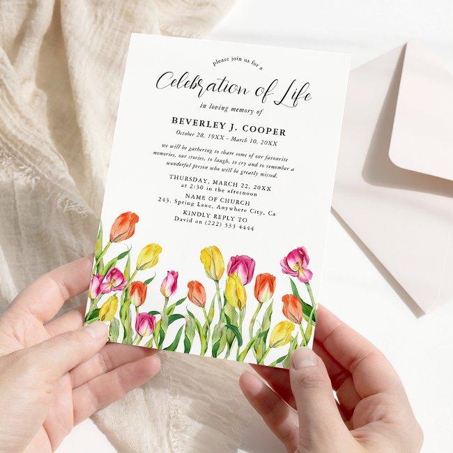 Beautiful Tulip-filled Memorial Announcement