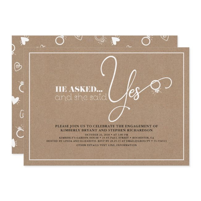 Beautiful Typography Cute Modern Engagement Party Invitation