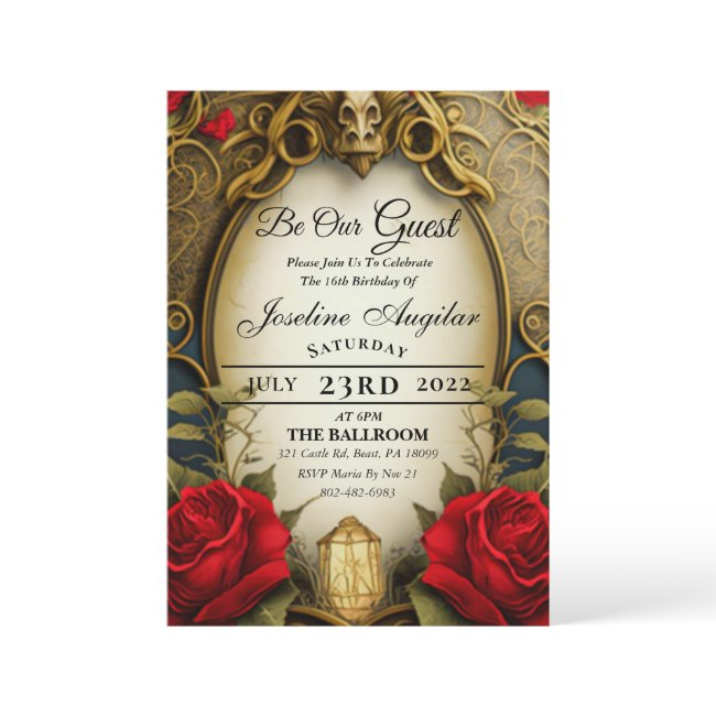 Beauty And The Beast Sweet 16 Invitations