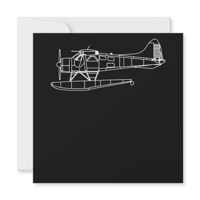 Beaver On Floats Sea Plane Pilot Front & Back Invitation