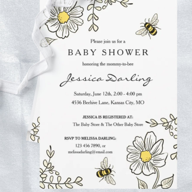 Bee Baby Shower Invitations For Bumble Bee Shower