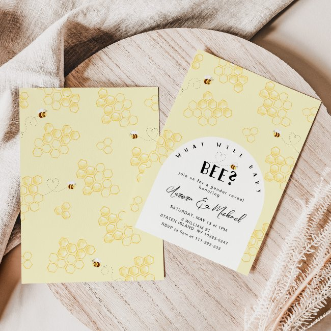Bee Gender Reveal Invitation. What Will Baby Bee Invitation