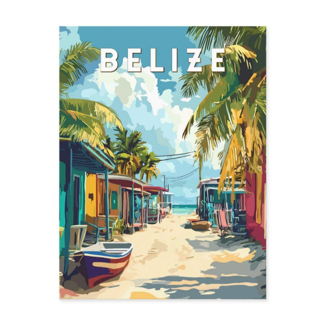 Belize Illustration Travel Art Vintage Postinvitations