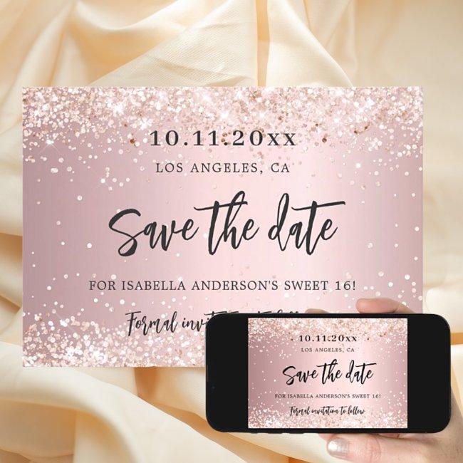 Birthday Blush Pink Party Save The Date