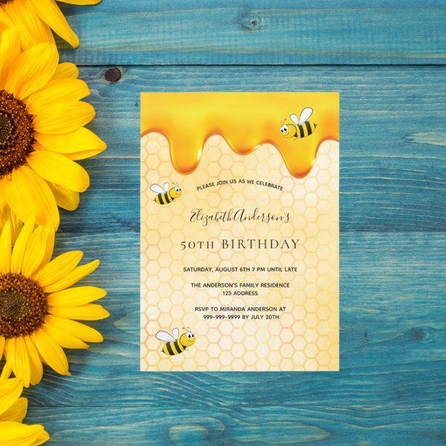 Birthday Party Bumble Bees Honey Honeycomb Invitation