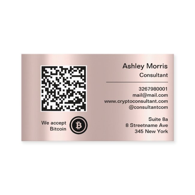 Bit Me Qr Code We Accept Bitcoins Logo Rose Business Invitations