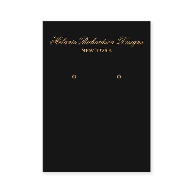 Black And Gold Script Earring Display Invitations