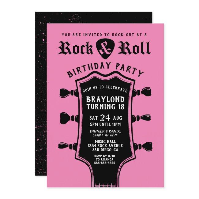 Black And Pink Rock N Roll Guitar Invitation
