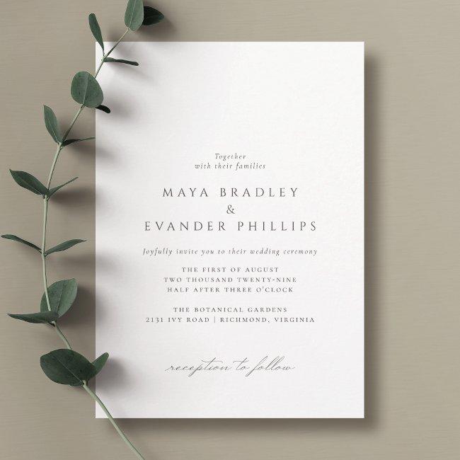 Black And White | Airy Minimalist Classic Wedding Invitation