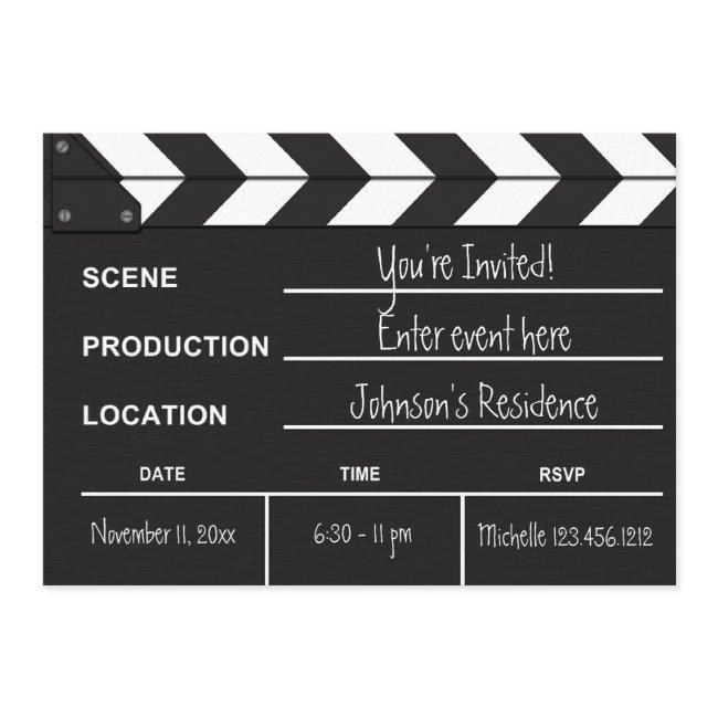 Black And White Movie Clapboard "blank" Invites