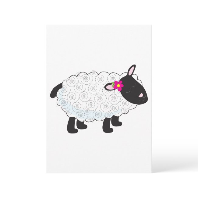 Black Faced Sheep With White Wool Invitation