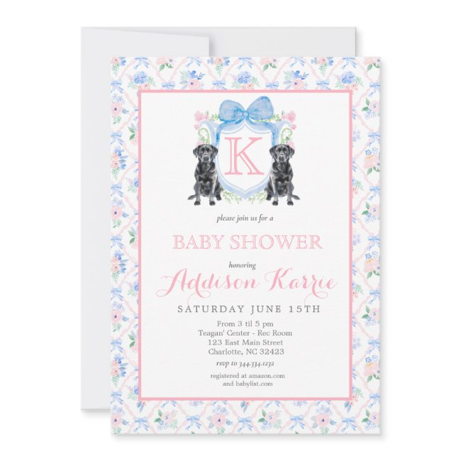 Black Lab Dog Baby Shower Invitation