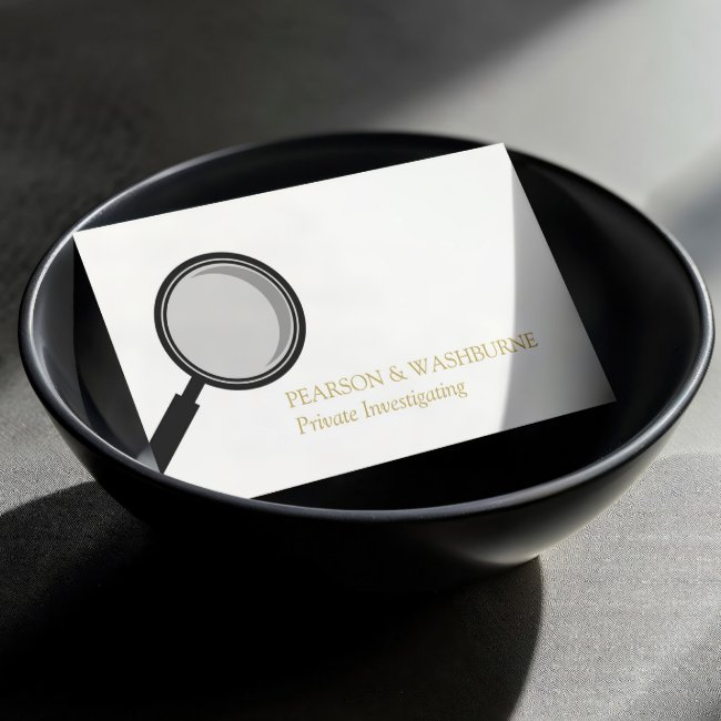 Black Magnifying Glass Private Investigator Business Invitations