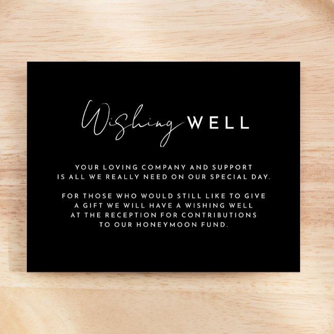 Black Modern Script Wedding Wishing Well Enclosure