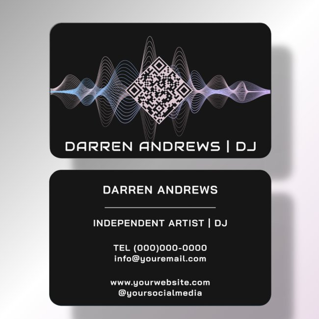 Black | Music Qr Code Soundwave Business Invitations