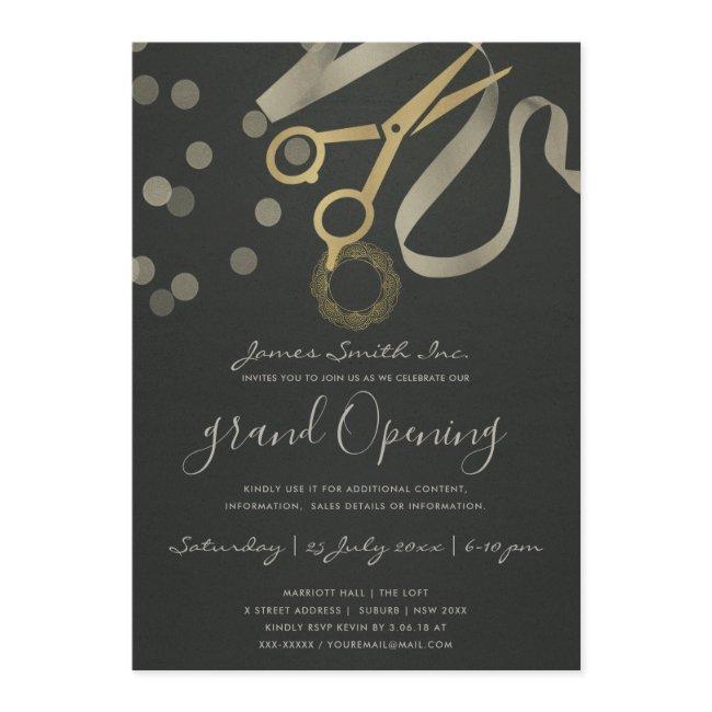 Black Pearl Silver Ribbon Cutting Grand Opening Invitation