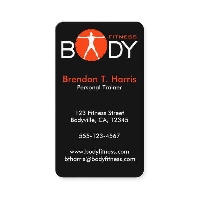 Black Personal Trainer Body Madness Vertical Business Invitations