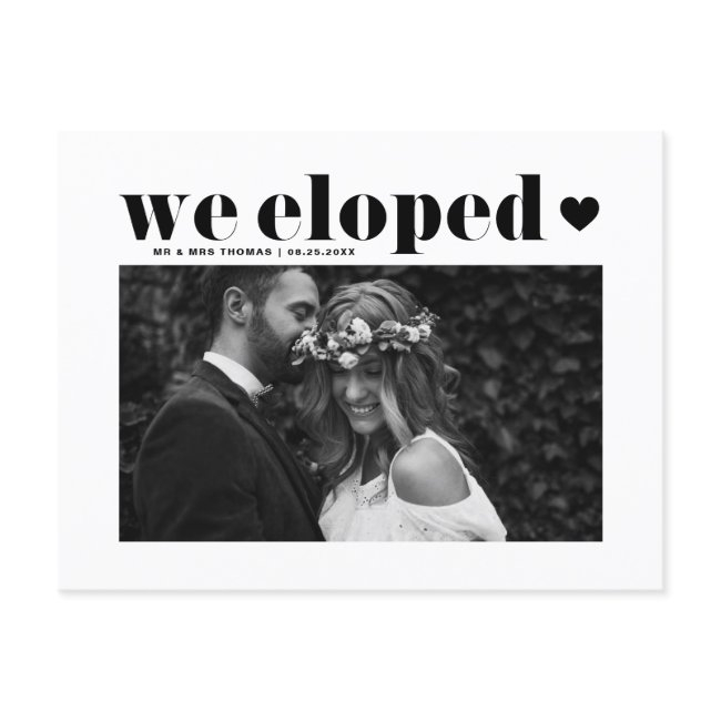 Black Retro Bold Typography Wedding Elopement Postinvitations