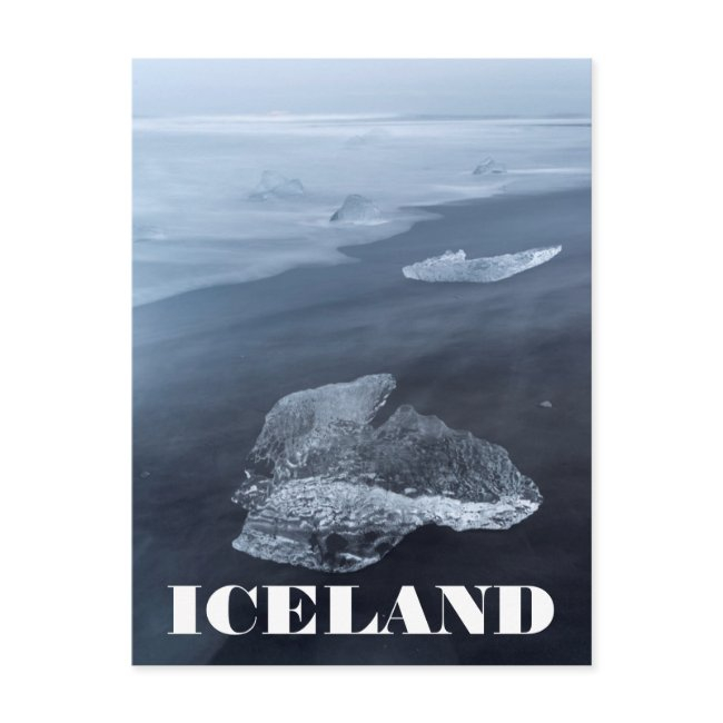 Black Sand Beach And Ice, Iceland Postinvitations