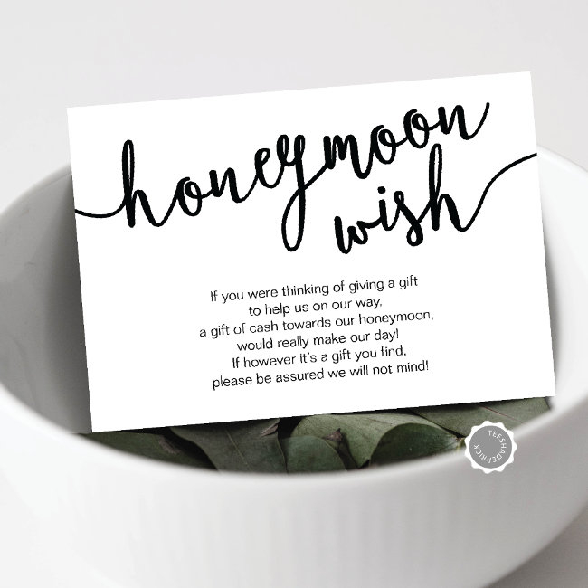 Black Script, Wedding Honeymoon Wish Fund Enclosure Invitations