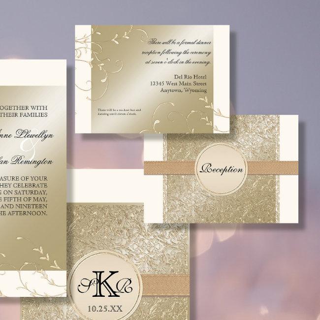 Black Tie Elegance, Champagne Wedding Details Invitation