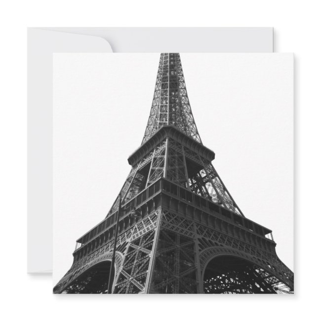 Black & White Eiffel Tower Paris European Travel Holiday Invitations