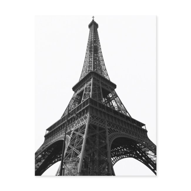 Black & White Eiffel Tower Paris European Travel Holiday Postinvitations