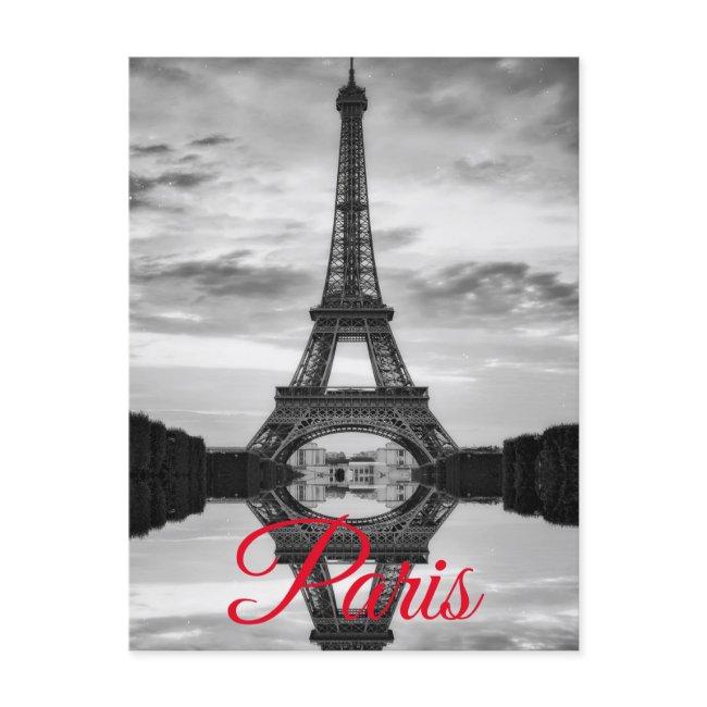 Black White Eiffel Tower Paris European Travel Invitation Postinvitations