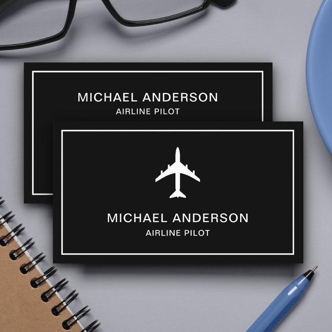 Black White Jet Aircraft Airplane Airline Pilot Business Invitations