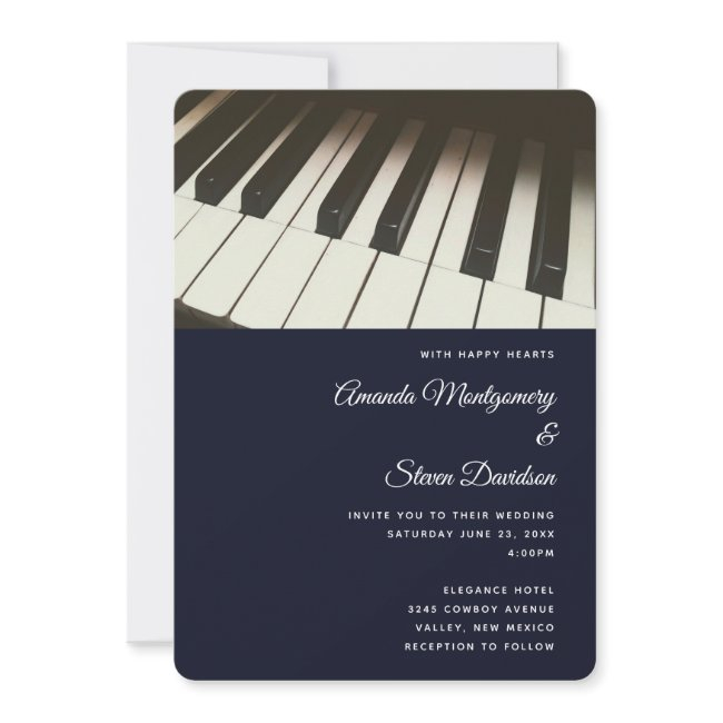 Black & White Piano Keys Photograph Wedding Invitation
