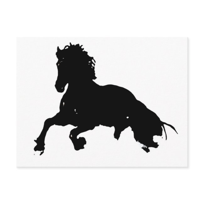 Black White Running Horse Silhouette Postinvitations