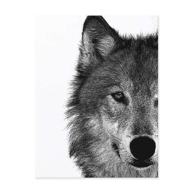 Black & White Wolf Eye Artwork Holiday Postinvitations