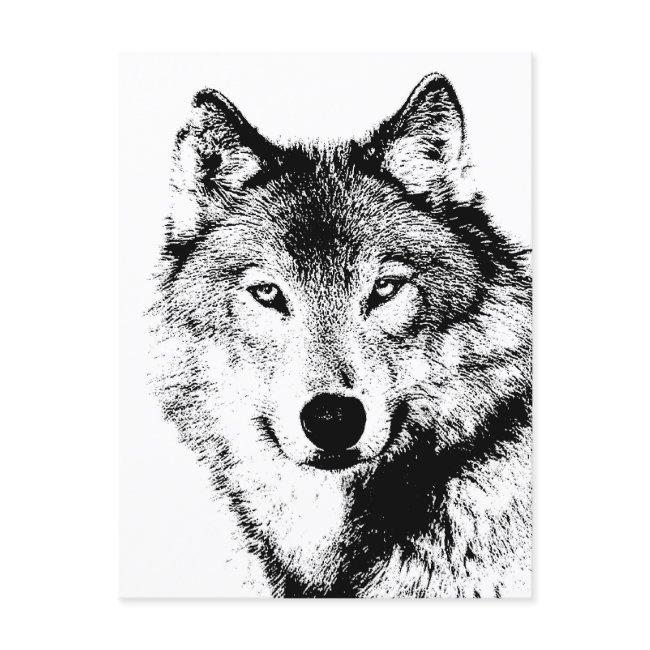 Black & White Wolf Holiday Postinvitations