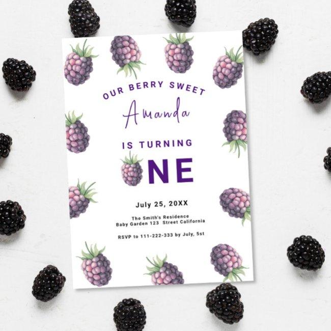 Blackberry 1st Birthday Party | Berry First Invitation