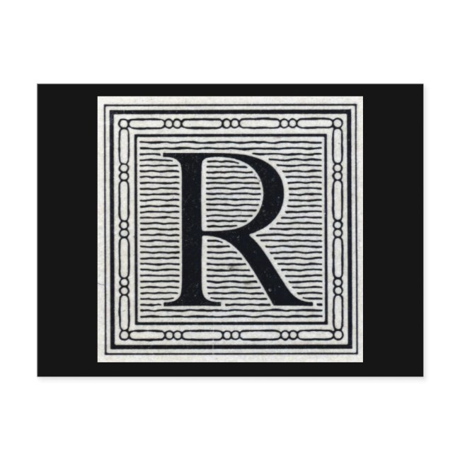 Block Letter "r" Woodcut Woodblock Inital Postinvitations