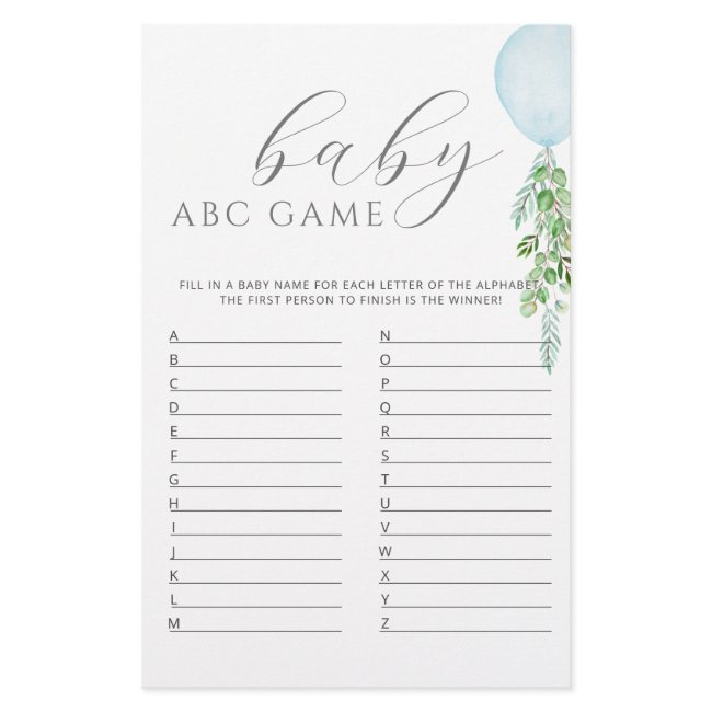 Blue Balloon Baby Shower Game Abc