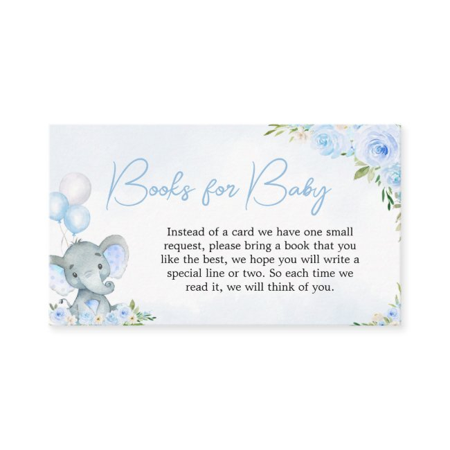 Blue Balloon Floral Elephant Books For Baby Enclosure Invitations