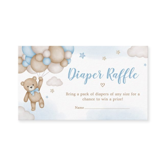 Blue Bear Balloons Baby Shower Diaper Raffle Enclosure Invitations