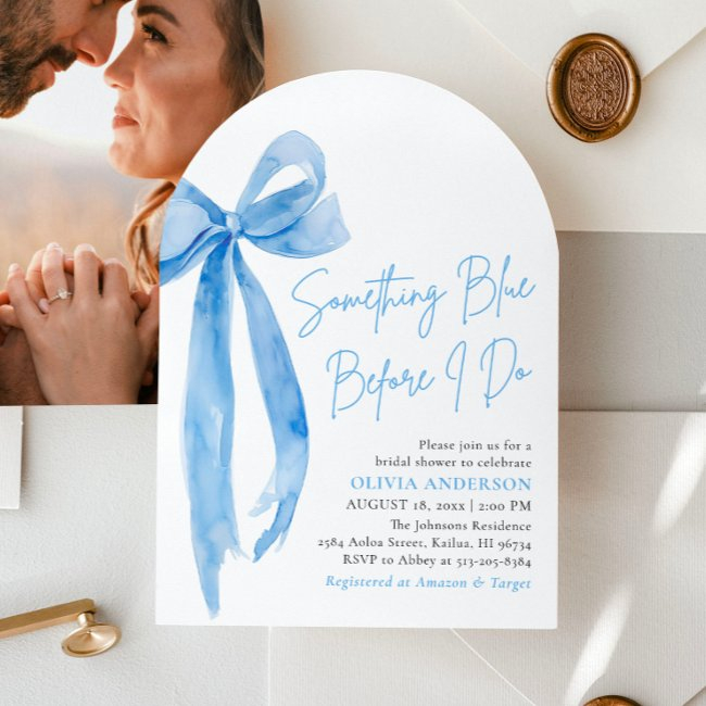Blue Bow Something Blue Before I Do Bridal Shower Invitation