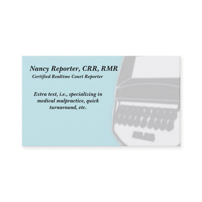 Blue Court Reporter Steno Machine Business Invitations