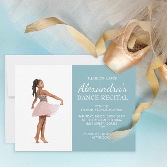 Blue Dance Recital Photo Invitation