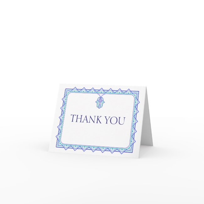 Blue Hamsa Hand Design Thank You Invitations