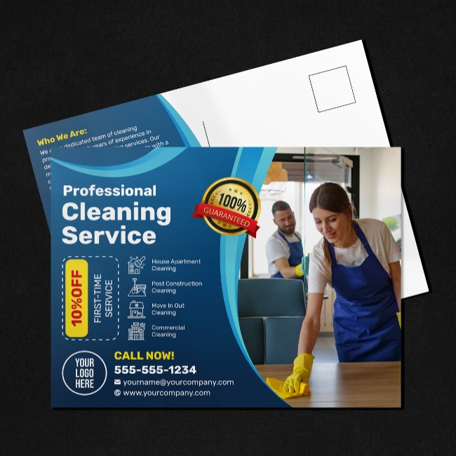 Blue House Cleaning Housekeeper Janitorial Maid Postinvitations