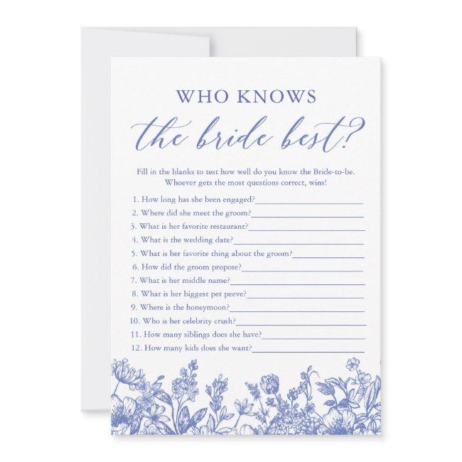 Blue Who Knows The Bride Best Bridal Shower Game Invitation