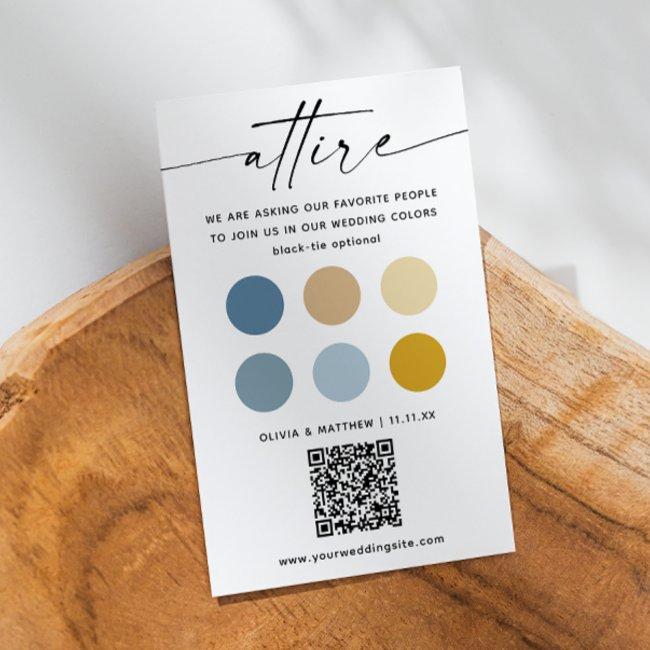 Blue Yellow Wedding Attire Dress Code Palette + Qr Enclosure Invitations