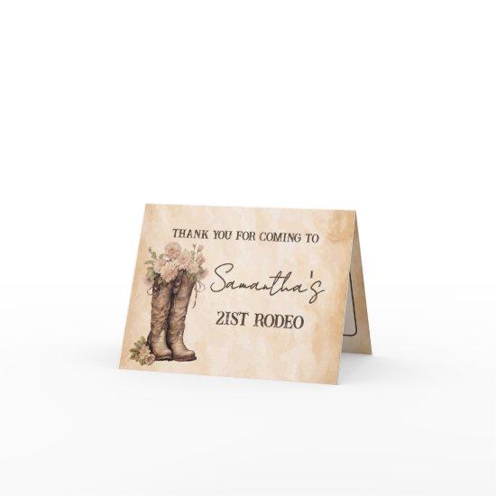 Blush And Boots 21st Birthday Thank You Invitations